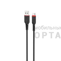 Кабель Usb to Micro HOCO X59 Victory, 1.0м, круглый, 2.4A, ткань, цвет: черный (1/33/330)
