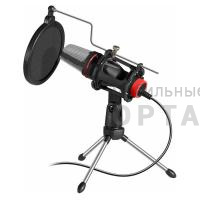 Стрим игровой микрофон DEFENDER Forte GMC 300 3,5 мм, провод 1.5 м (1/20)