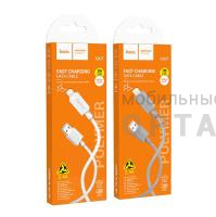 Кабель USB to Lightning HOCO X107 Favor, 1.0м, 2.4A,  серый