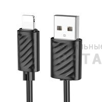 Кабель USB to Lightning HOCO X88 Gratified, 1.0м, 2.4A,  чёрный, не упакован