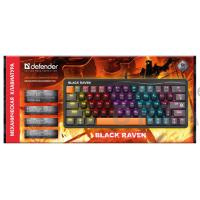Клавиатура проводная игровая механическая DEFENDER Black Raven GK-417 RU,3цвета,радужная,63кн, черная (1/20)