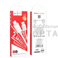 Кабель USB to Lightning HOCO X88 Gratified, 1m, 2.4A,  белый