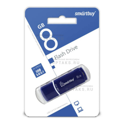 Флешка USB3.0 8GB  Smartbuy  Crown  синий