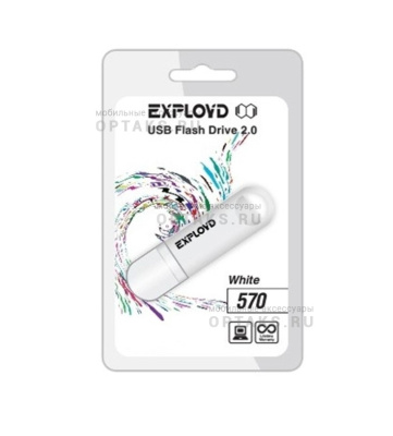 Флешка USB 32 Гб Exployd 570, USB2.0, пластик, белый