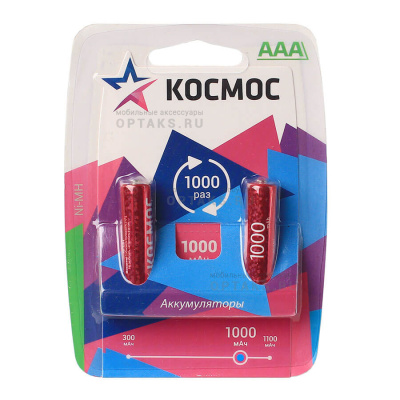 Аккумуляторная батарейка КОСМОС R03 (1000 mAh)  BL2   (2/24/288)