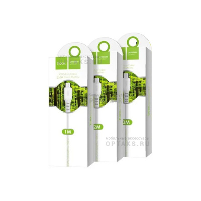Кабель USB to Micro USB HOCO X20, 2.0м, круглый, 2.1A, силикон, цвет: белый (1/30/300)
