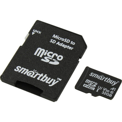 Карта памяти 32 Гб MicroSD Smartbuy Сlass 10  Advanced U3 V30 A1 (55/90 Mb/s)+ SD адаптер