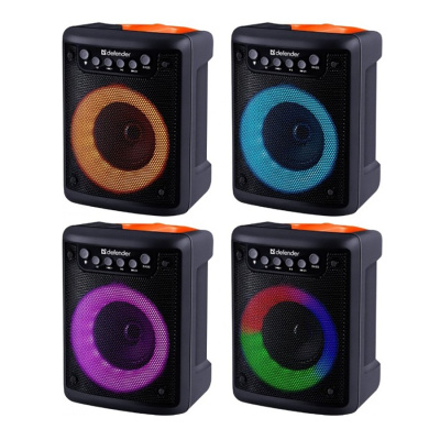 Аудио-колонка беспроводная DEFENDER Funky 10Вт, Light/BT/FM/USB/MIC/AUX, черно-оранжевый (1/16)