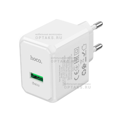 Блок питания сетевой 1 USB HOCO CS12A Ocean, PD18Вт, QC3.0, цвет: белый (1/28/168)